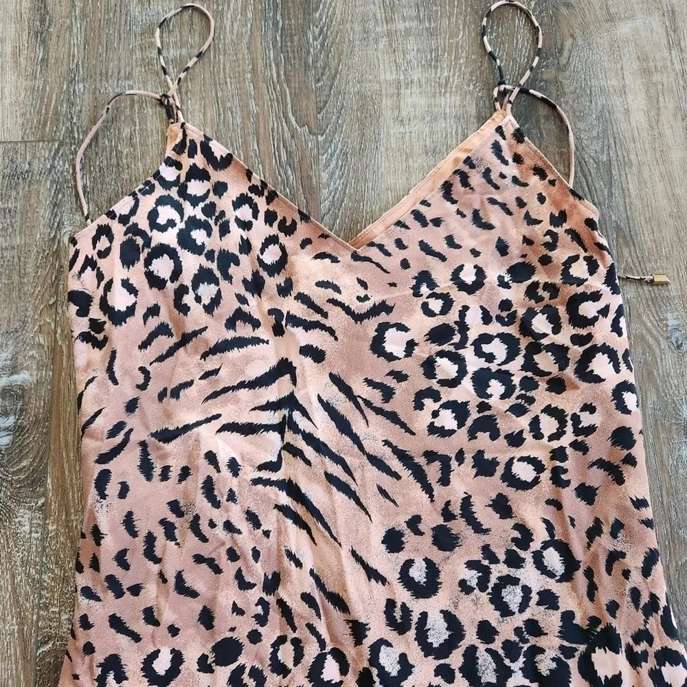 Paige Cicely Silk Faded Leopard Print Slip Dress Size XS NWT Sleeveless Knee - Image 4