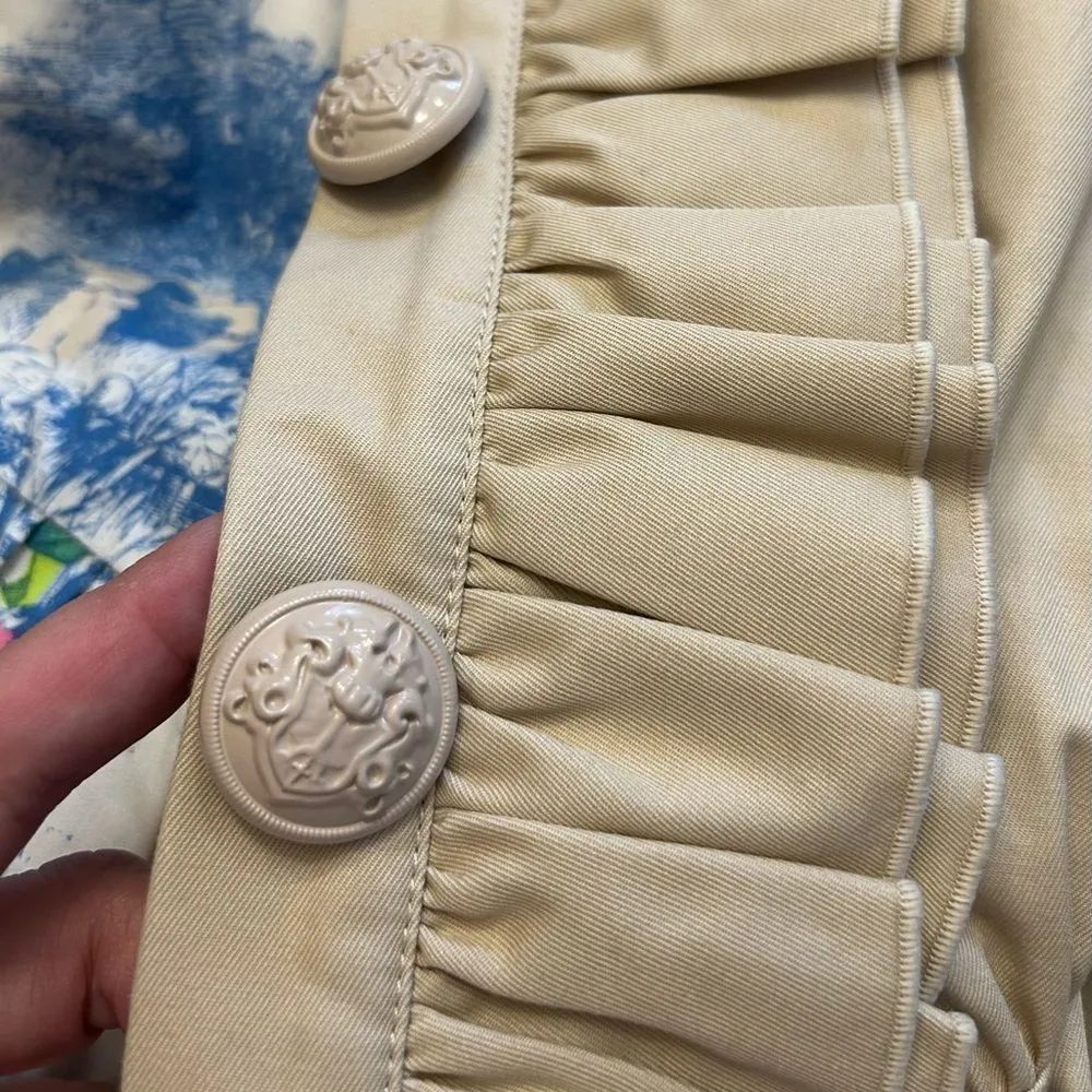 Anthropologie Manoush Women's Cream Light Tan Cropped Blazer Trench Size Small - Image 2