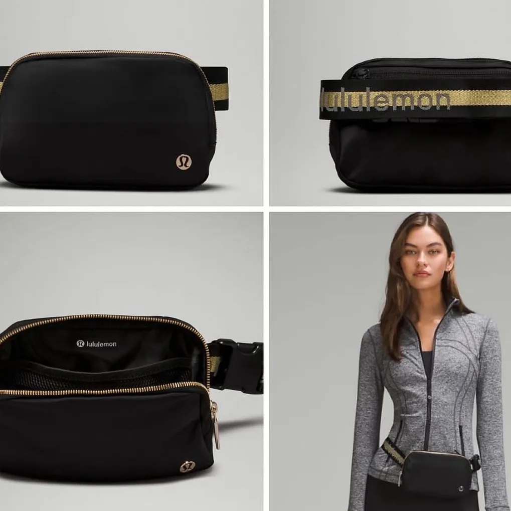 Lululemon UNISEX Everywhere Belt Bag 1L *Wordmark Colour Black/Gold/White Opal - Image 2