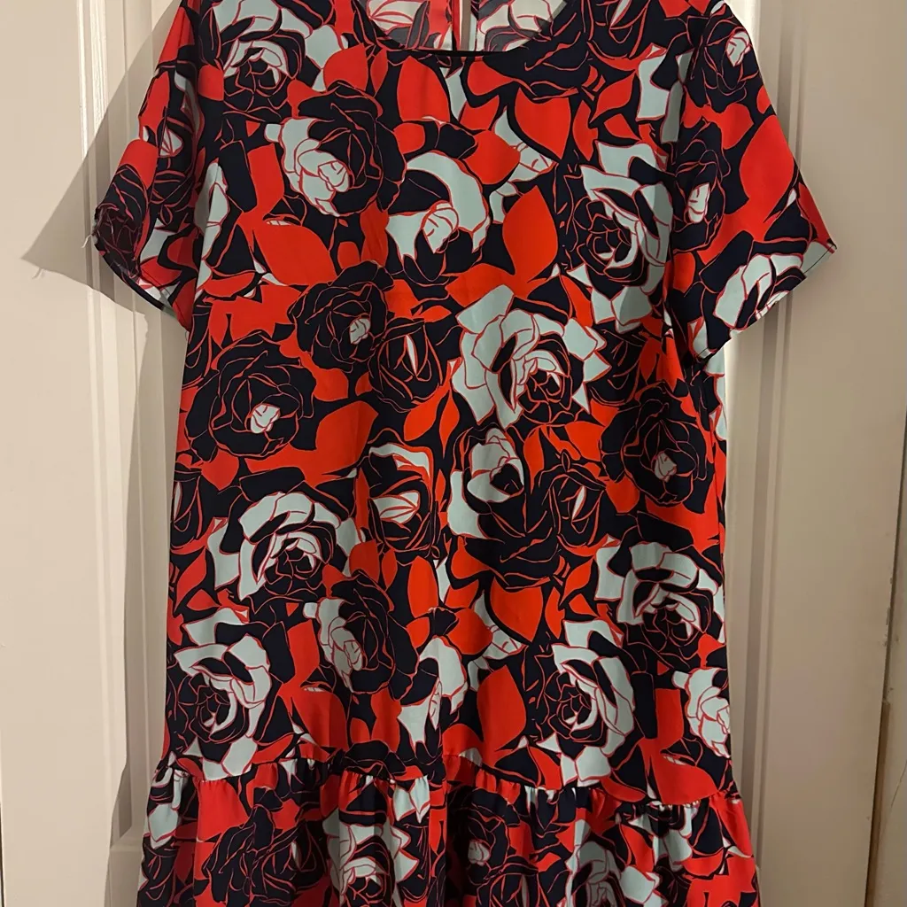 Floral Red and Black Women's Dress - Image 2