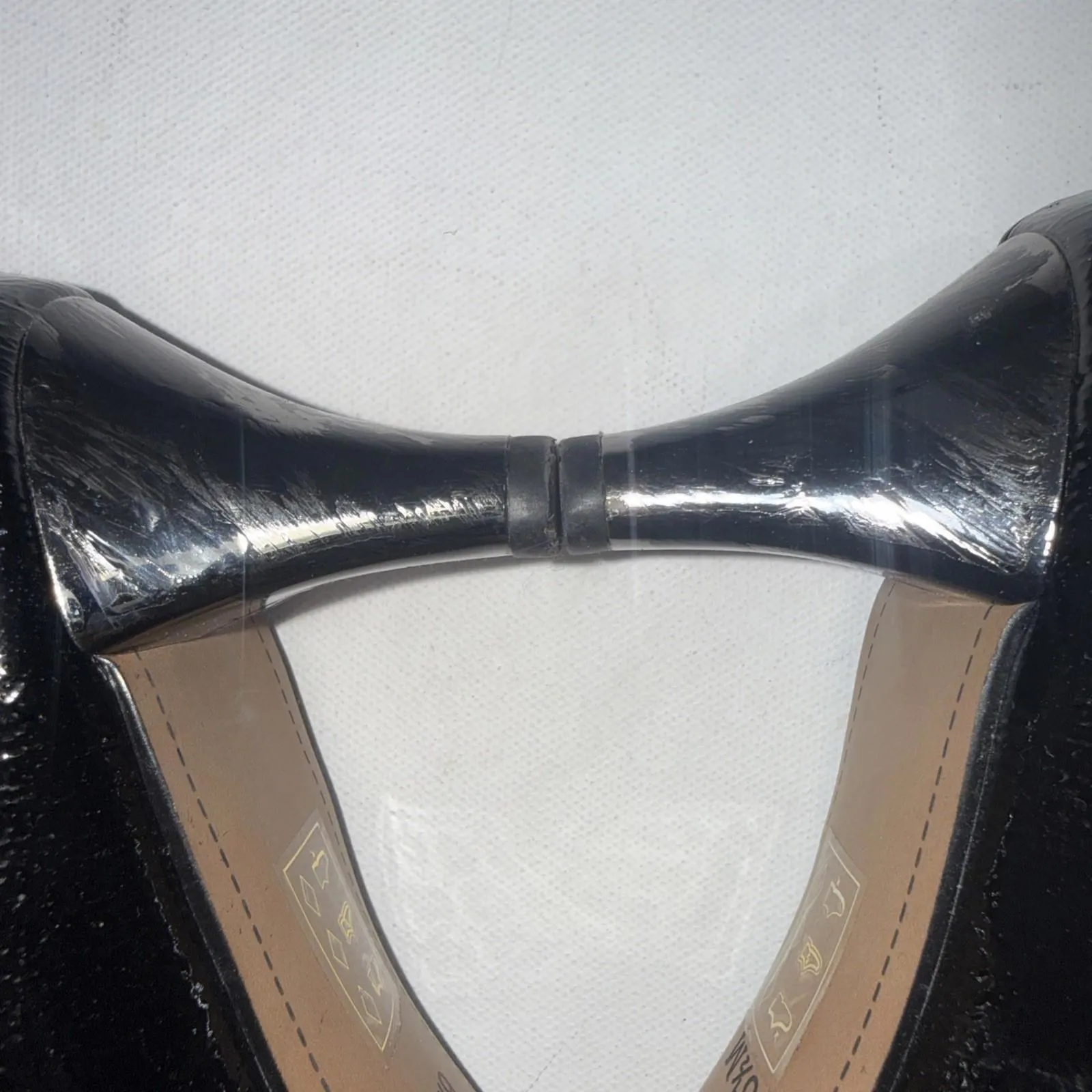 J RENEE ASILAH Striped Heel Blk Patent Leather Minimalist Quiet Luxury PUMPS 6.5 Black - Image 8