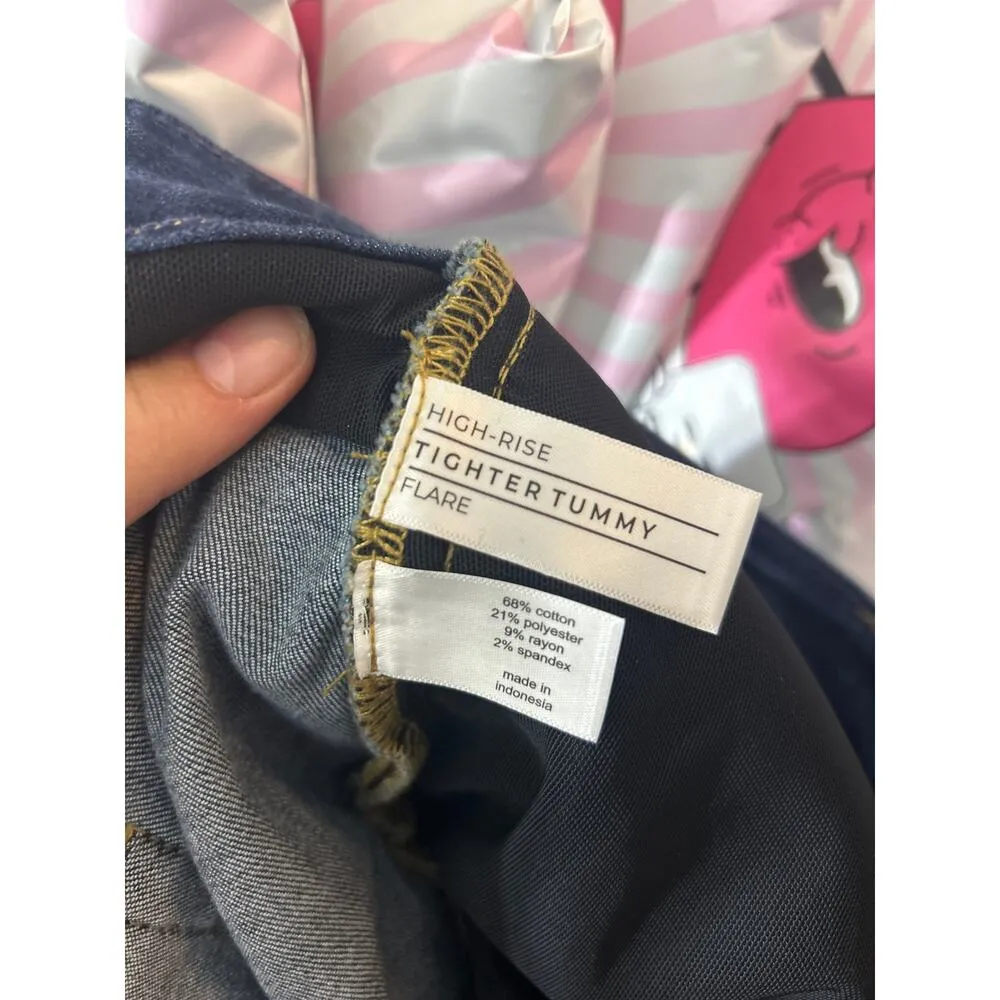 Lane Bryant Jeans 26 SHORT High Rise Flare Tighter Tummy Blue Denim - Image 13