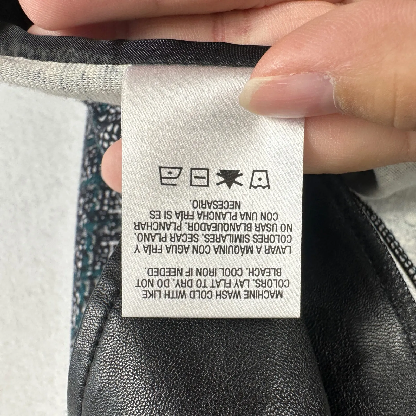 Covington Moto Jacket Blazer Women Small Faux Leather Trim‎ Textured Teal Plaid - Image 10