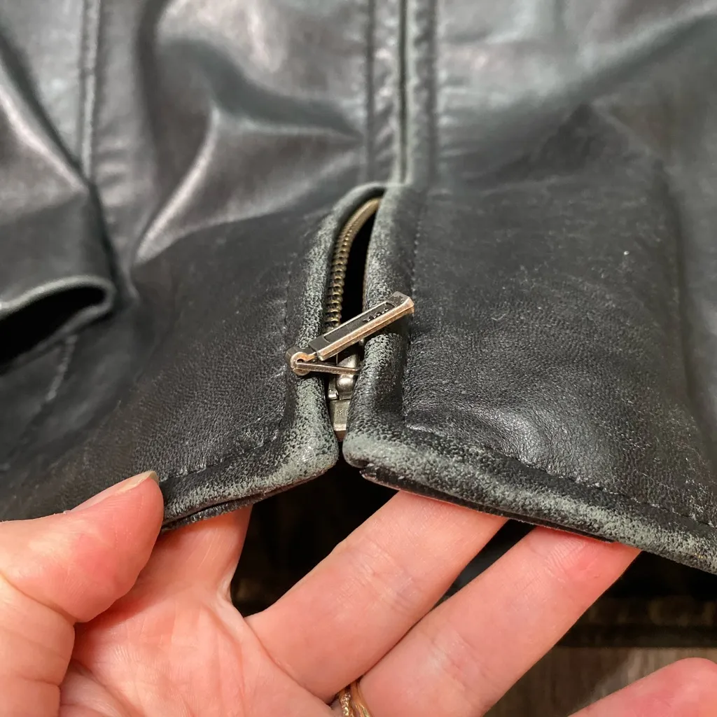 Vintage 90s Y2K Longline Bella Sleek Black Vegan Leather Zip Up Jacket‎ Small Size undefined - Image 4