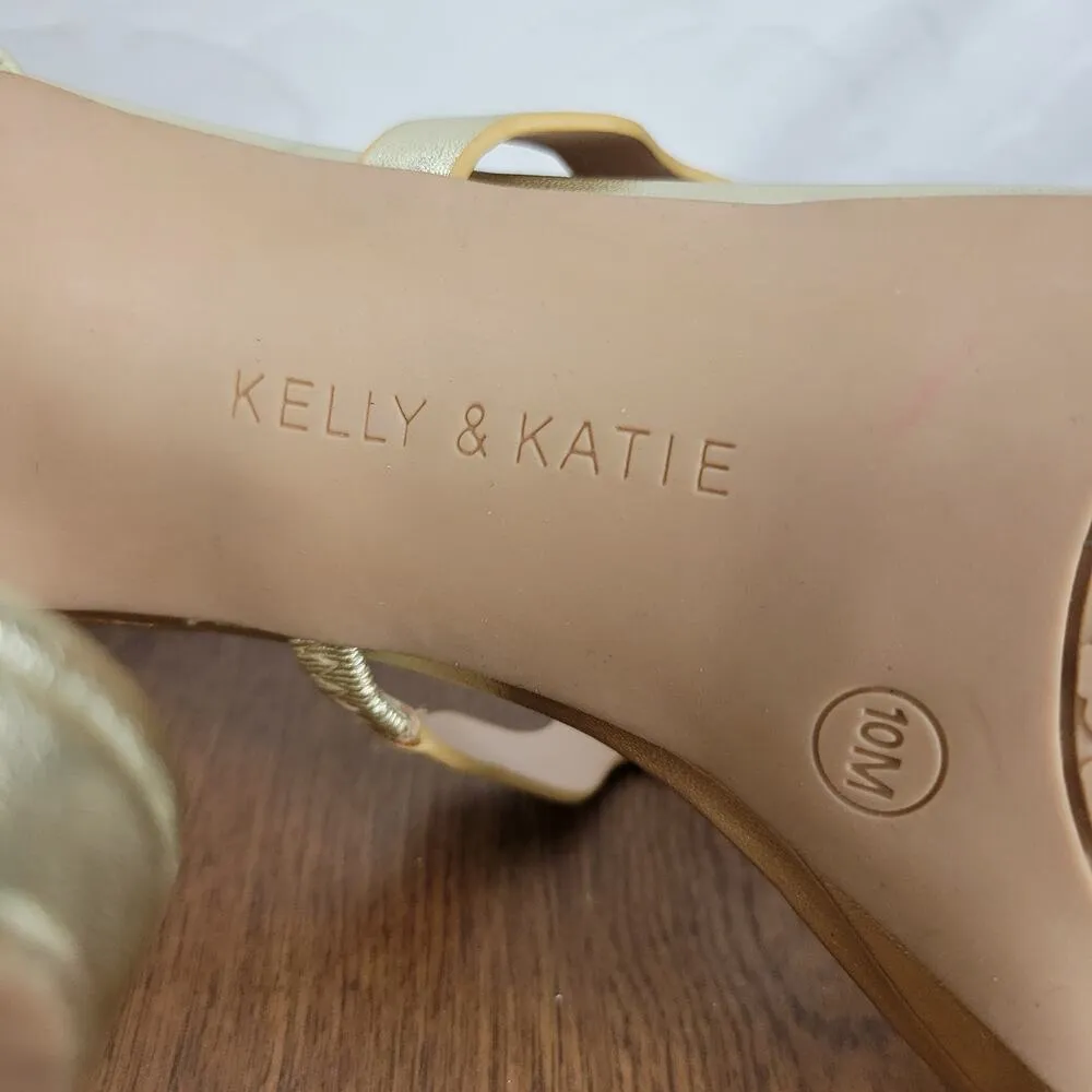 Kelly & Katie Womens Litton Sandals 10 Gold Strappy Platform Stiletto Heels - Image 12