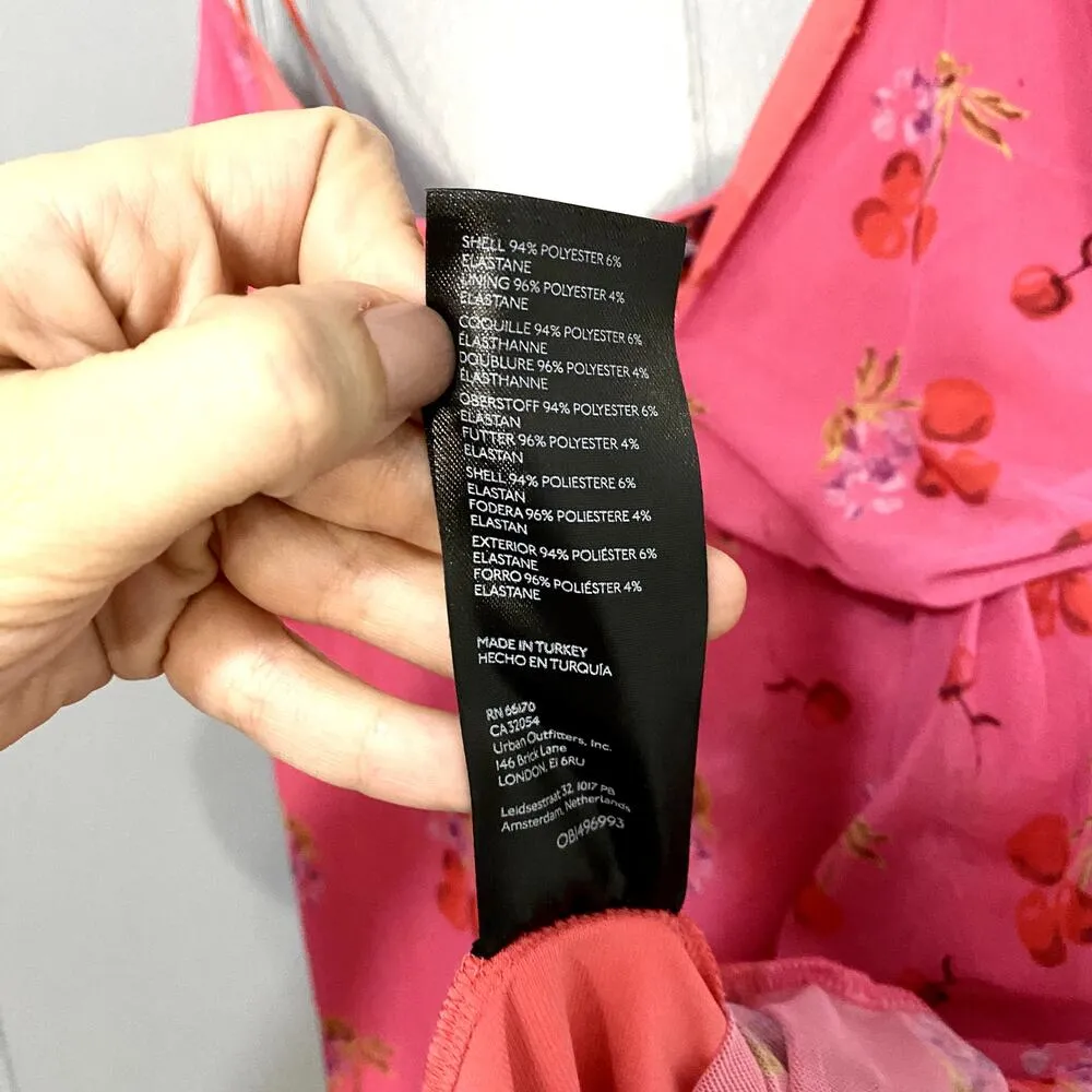 NEW Urban Outfitters Pink Cherry Mesh Summer Bright Side Lace-up Mini Dress M - Image 4