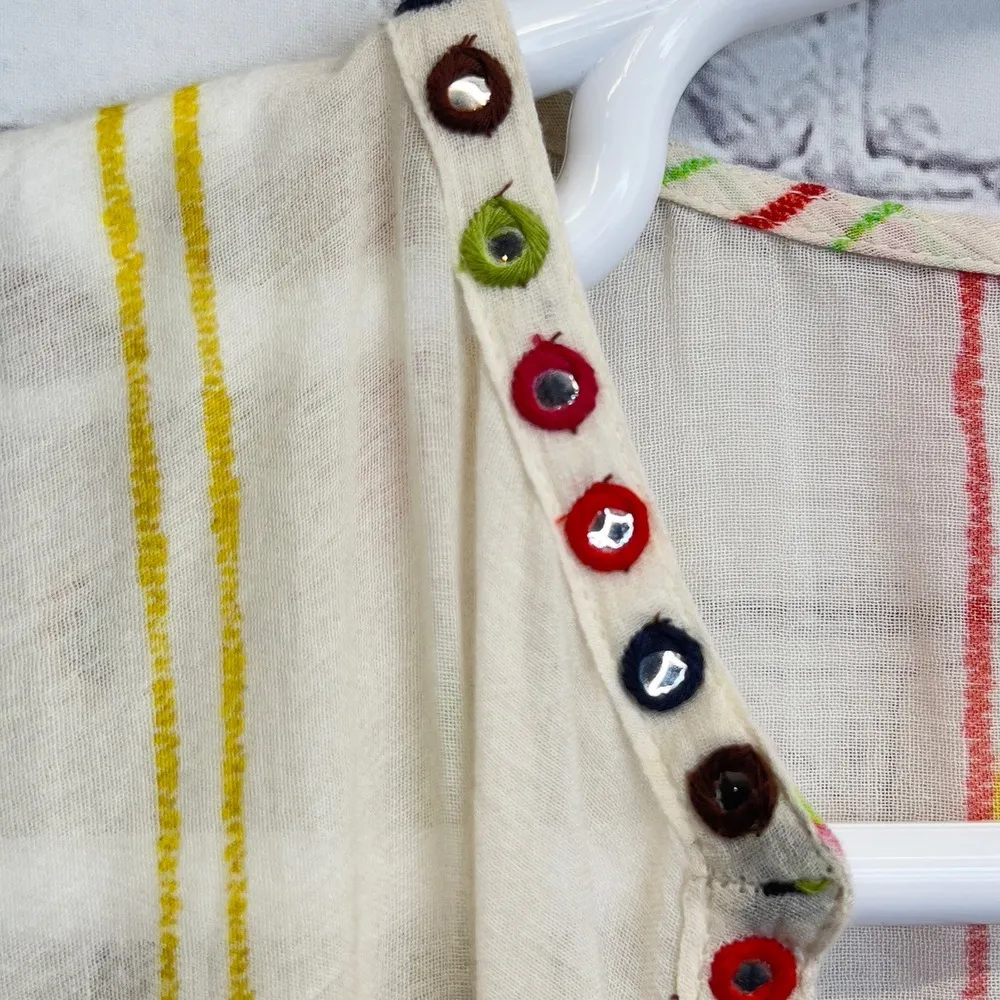 Mes Demoiselles Kimono White Multi Size OS Long Colorful Dolman Sleeve Coverup - Image 9