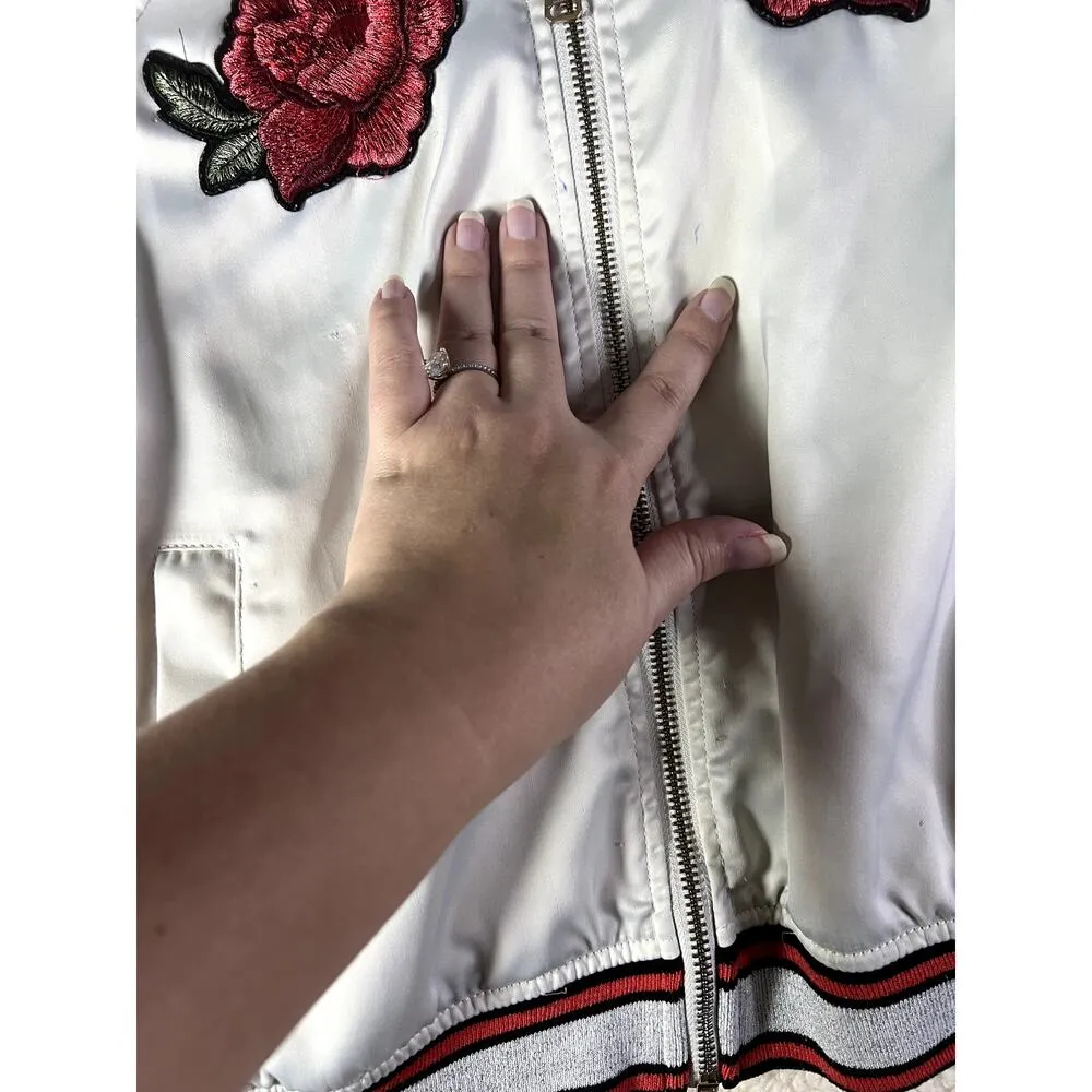 Vintage Express Bomber Jacket Women's Size XS Y2K 2000s Paris Hilton Roses - Image 8