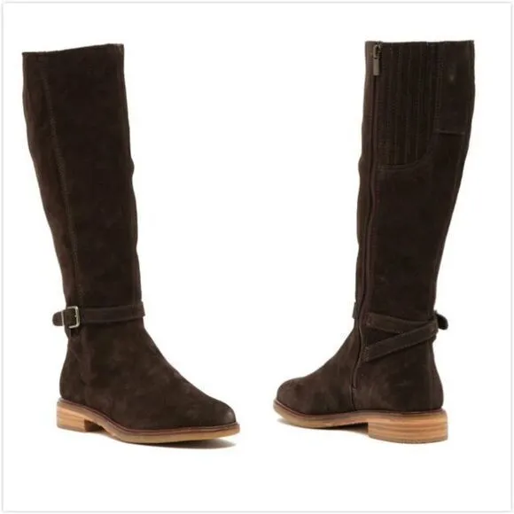 New Clarks Clarkdale Clad Suede Riding Boot Dark B‎ - Image 2