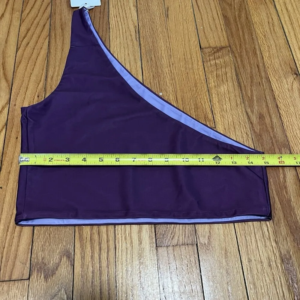 Baiia NWT Purple Reversible One‎ Shoulder Bikini Top Size 10 - Image 4