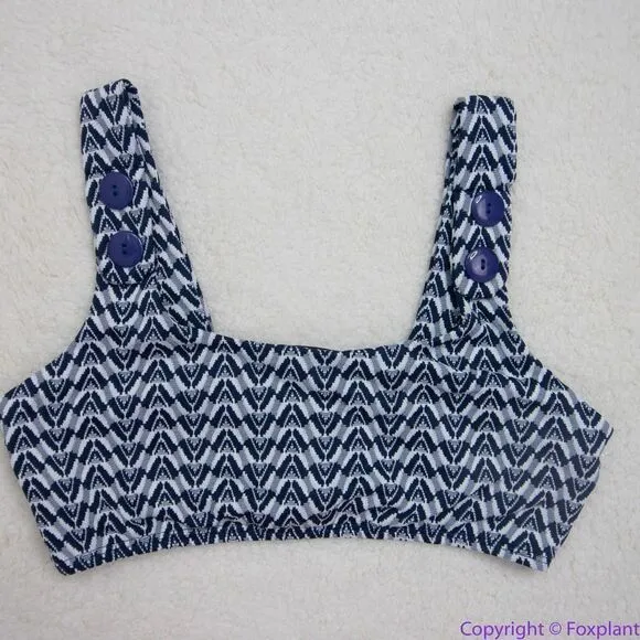 NEW Seea Free People Seea Georgia Surf Top in navy mini chevron Selene, L Blue Size L - Image 5