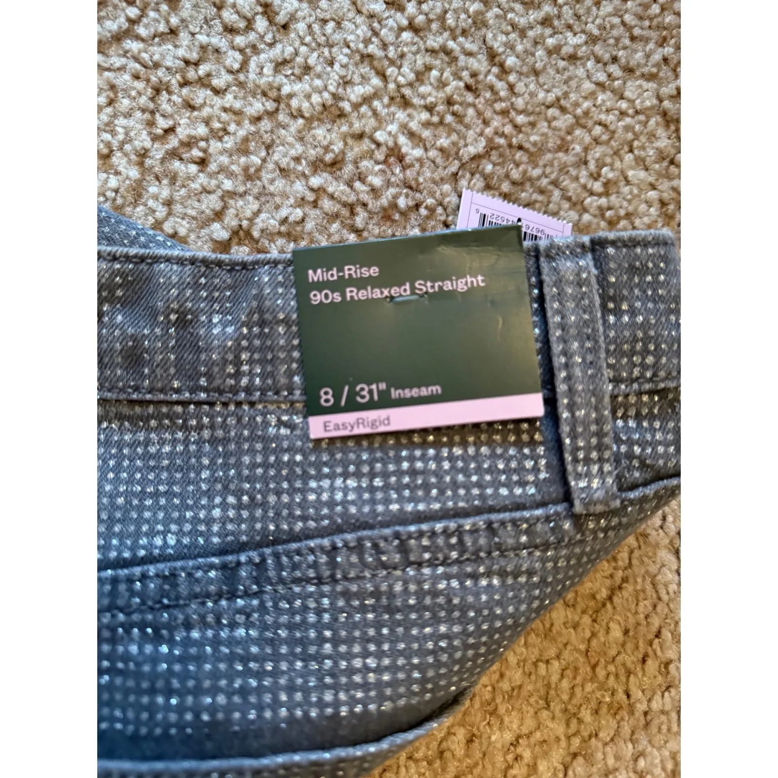 Wild Fable Womens Mid Rise 90s Relaxed Straight Jeans Sparkle Rhinestone Size 8 - Image 3