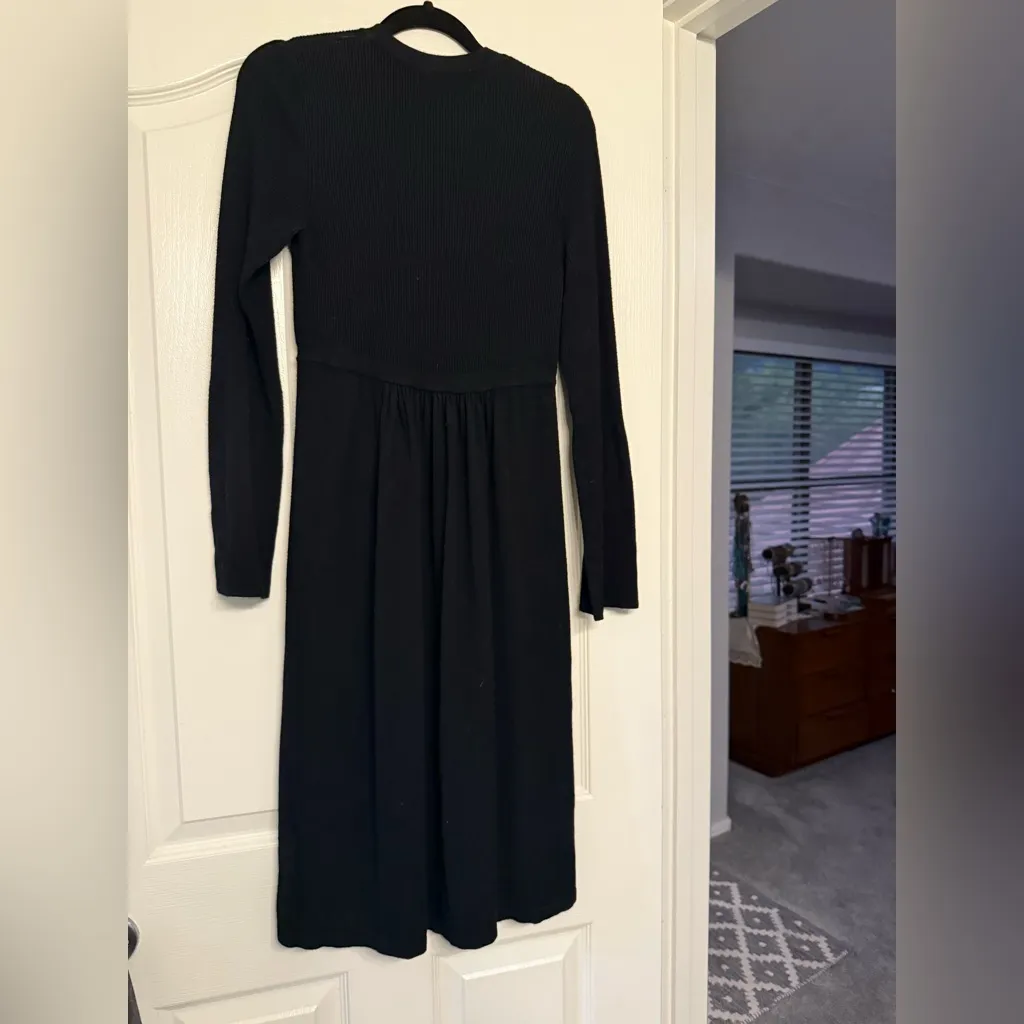 Oui Moments Long Sleeve Black Midi Sweater Dress Whimsigoth Lagenlook Size 8 - Image 14