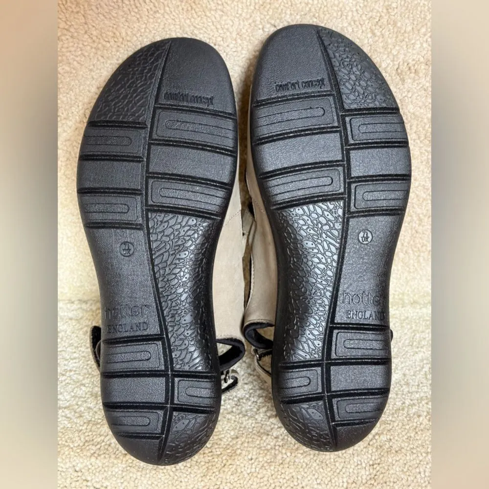 Hotter England Scarlett Adjustable Strap Sandals Brown Suede Size 9.5 - Image 5