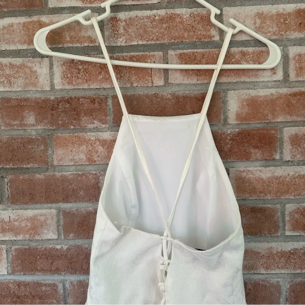 Jules & Cleo Floral Jacquard Corset A Line Mini Dress NEW Womens 4 White Wedding - Image 8