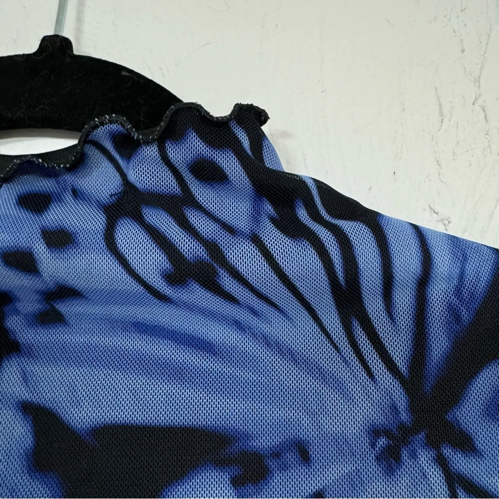 Nasty Gal Blue Black Sheer Y2K Bodycon Mini Dress Womens 6 Baddie Butterfly Goth - Image 14