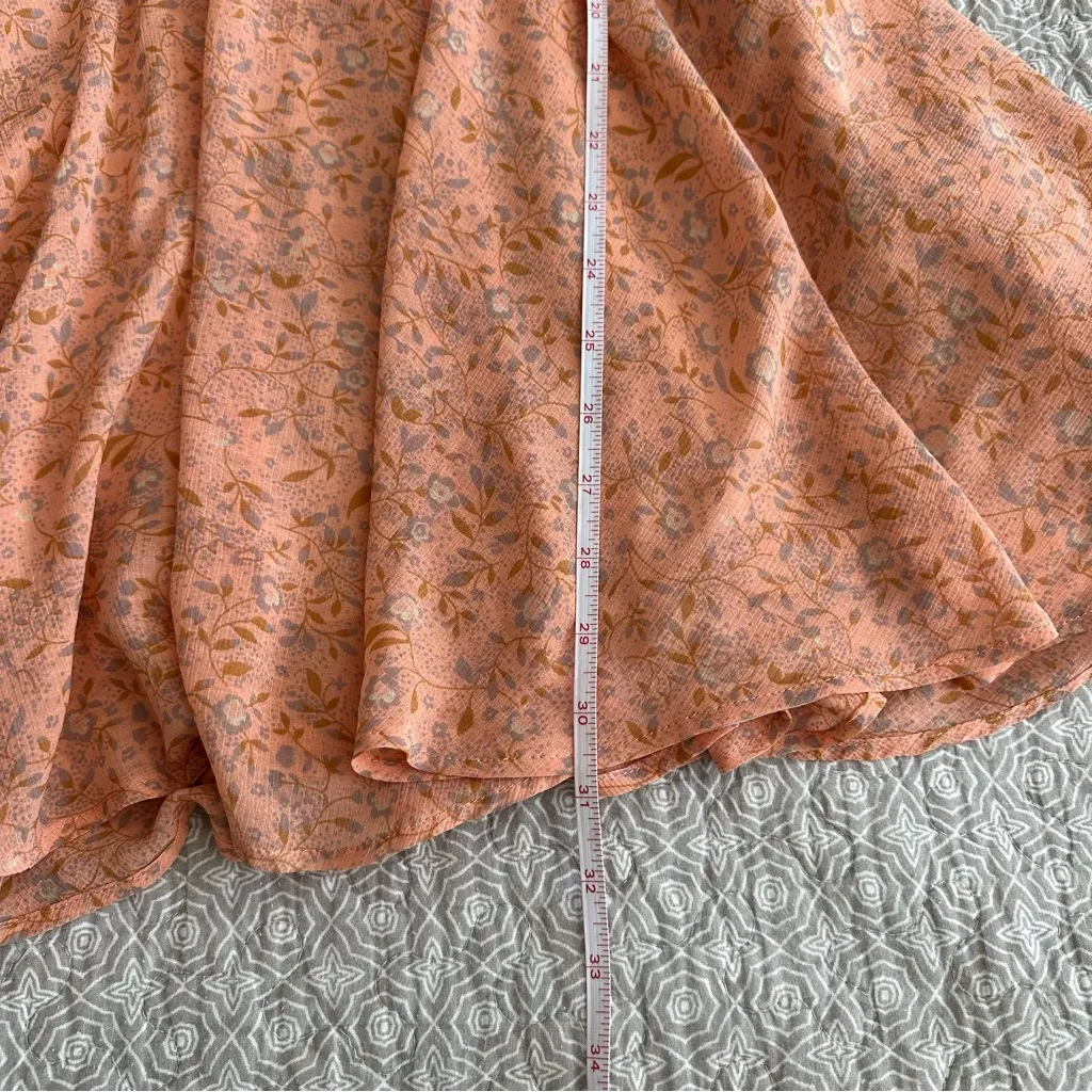 Kimchi Blue Flutter Sleeve Chiffon Peach Floral Fit & Flare Mini Dress Size 6 - Image 11