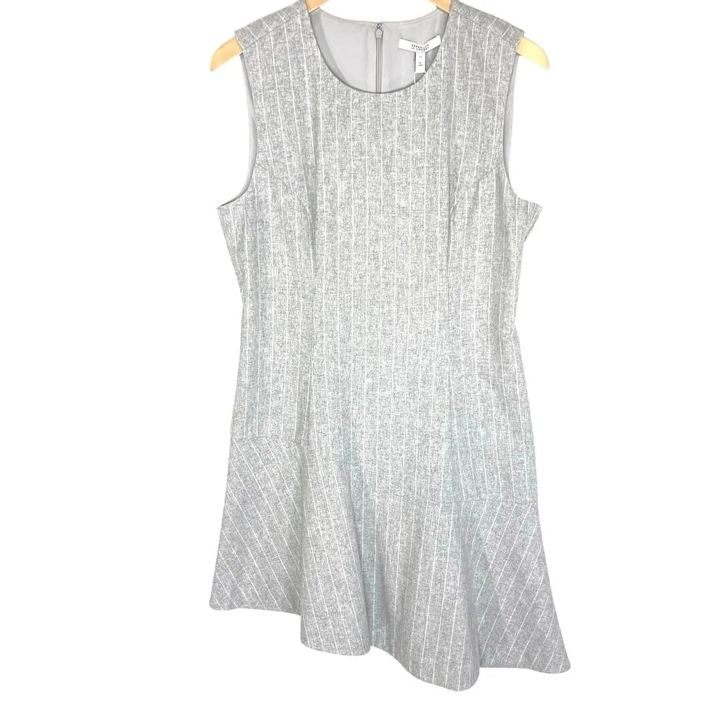 NWT DEREK LAM 10 CROSBY Women’s Mei Pinstripe Asymmetrical Mini Dress Gray - Image 4