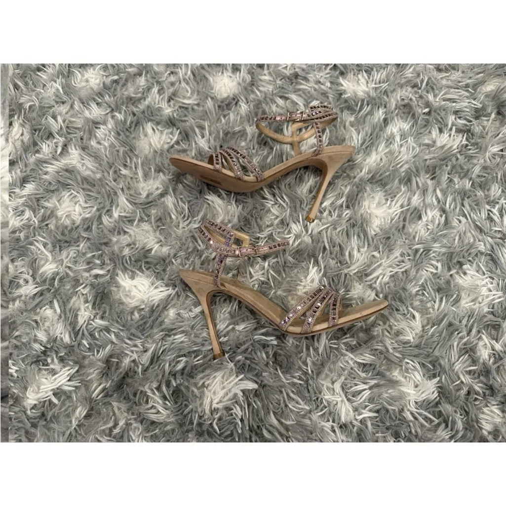 Christian Dior Suede Pink Crystal Embellished Sandals 39.5 - Image 5