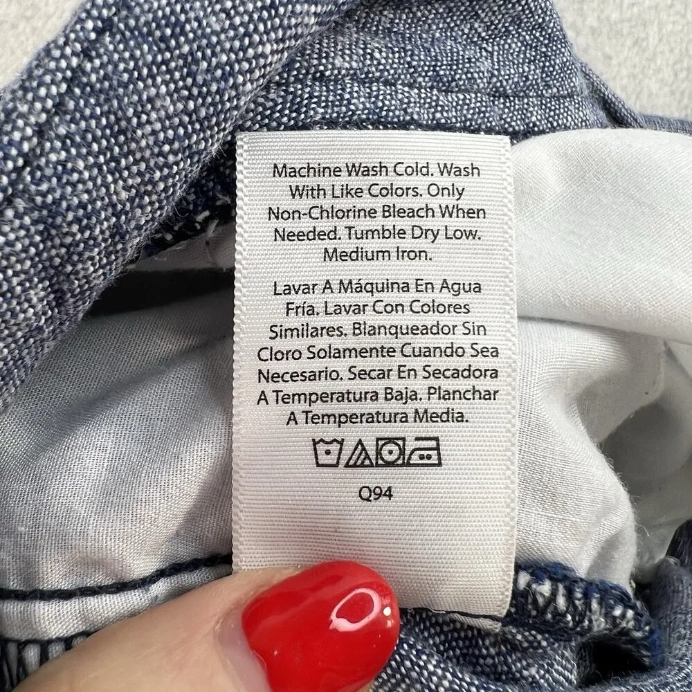 Terra & Sky 0X 14W Pants Linen Blend Cropped Wide Leg Culottes Blue Pull On - Image 8