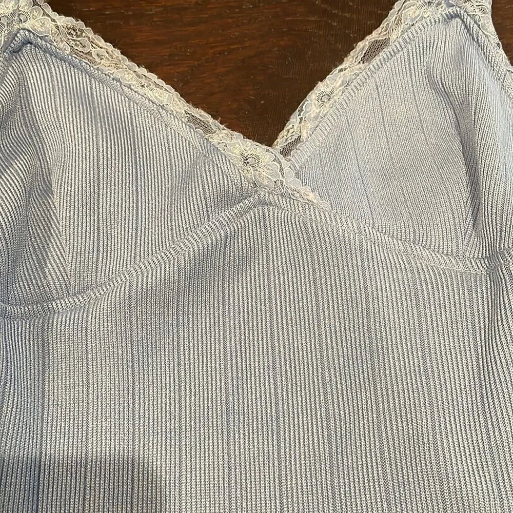 Urban outfitters UO blue lace trim ribbed rib knit mini dress size large - Image 2