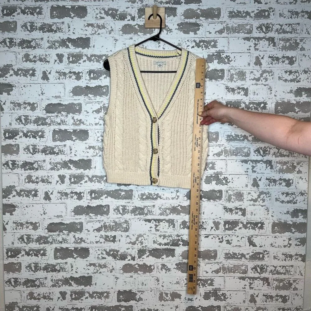 American Eagle | women knitted cream button down sweater vest - Image 9