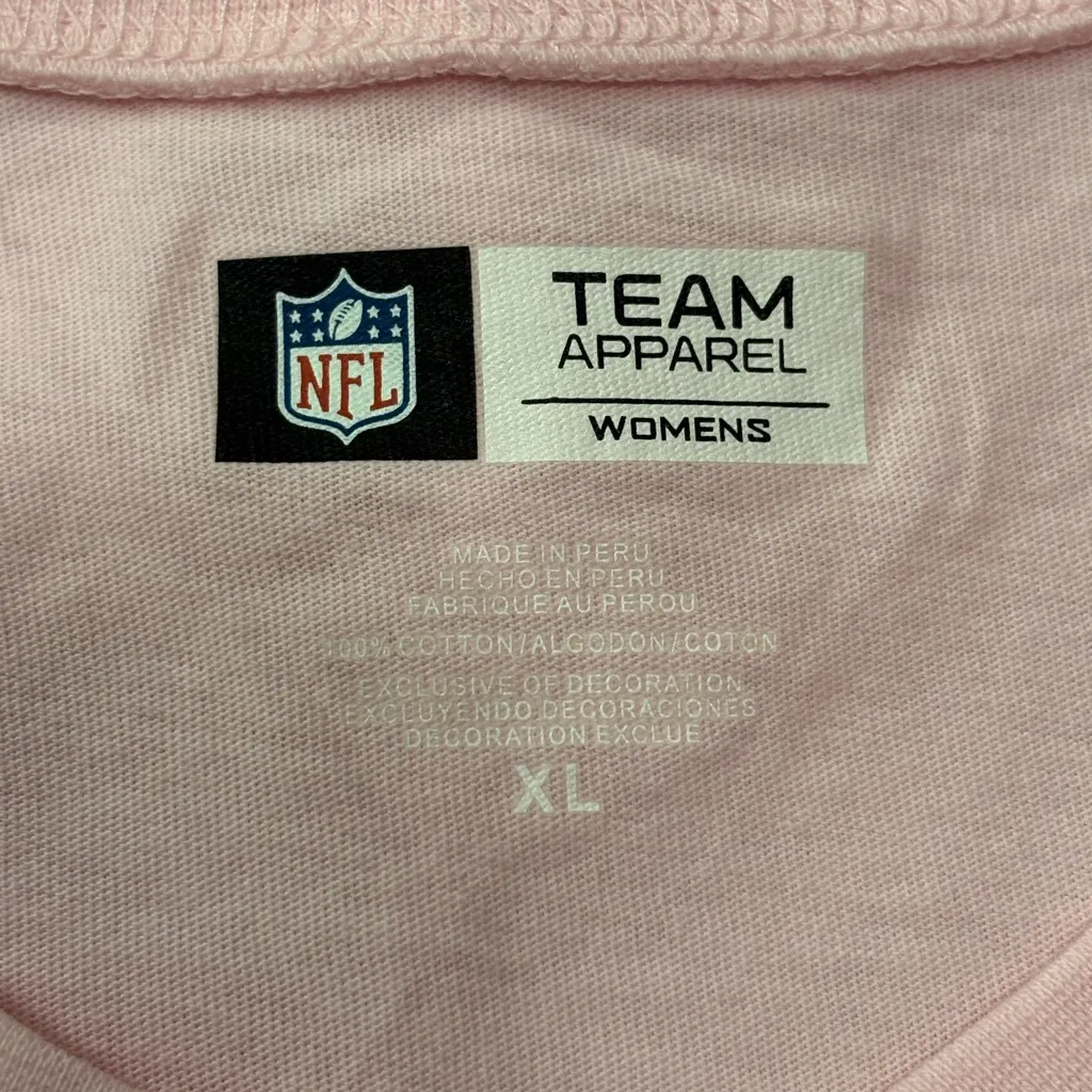 NFL Pittsburgh Steelers Tee Shirt V-neck White/Pink Logo Team Apparel Sporty XL - Image 6