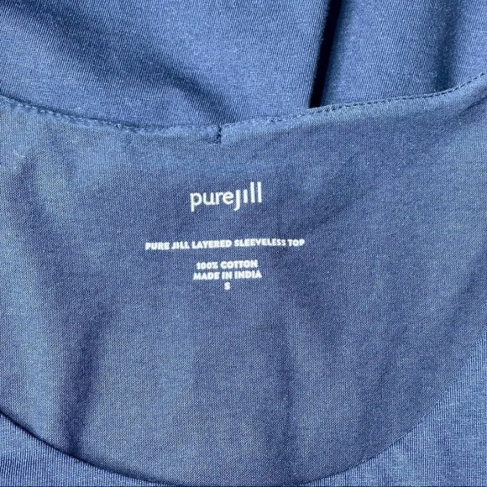 J.Jill Layered Cotton Tank Top Pure Jill Navy Blue Small - Image 9