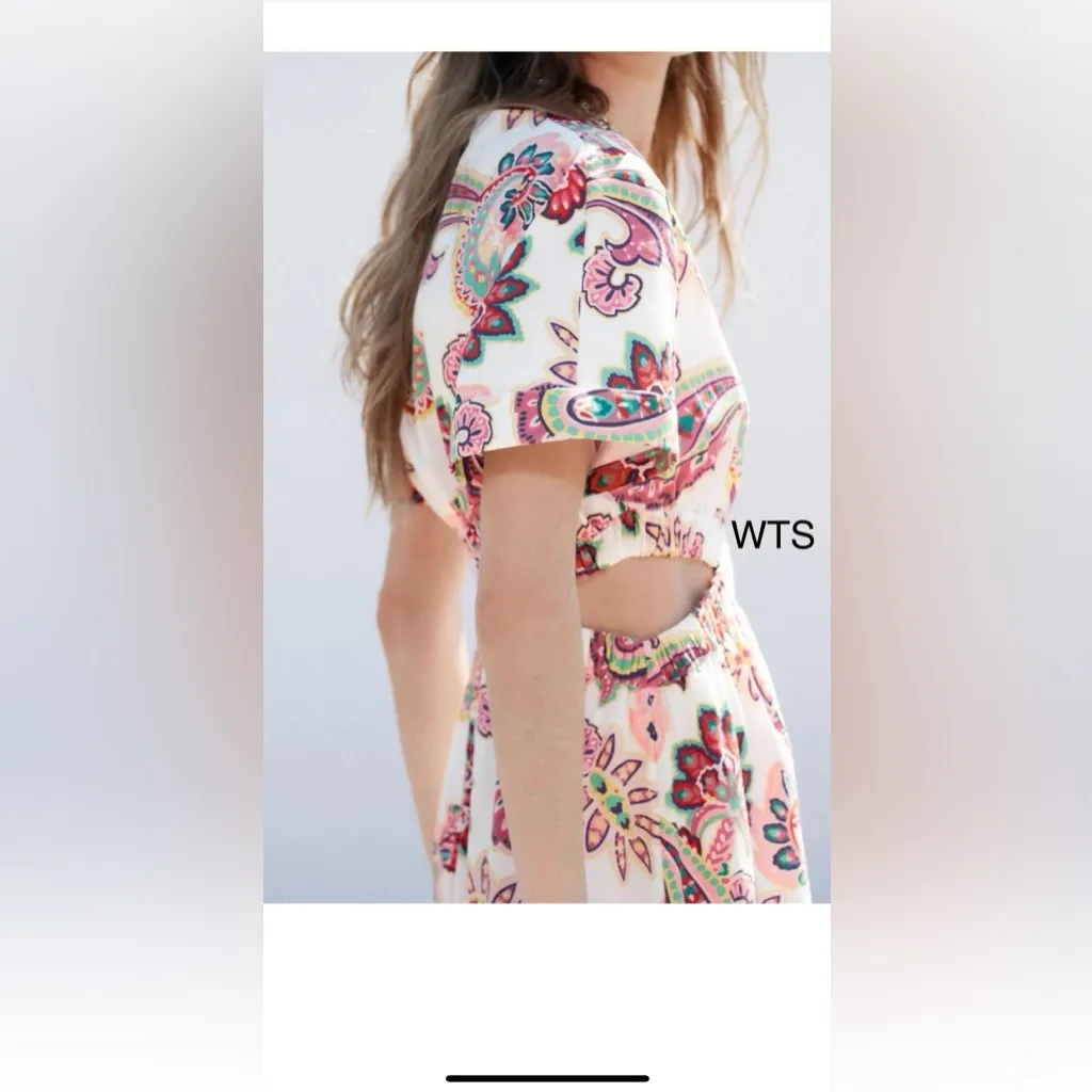 ZARA Cut Out Printed Poplin Dress - Image 2
