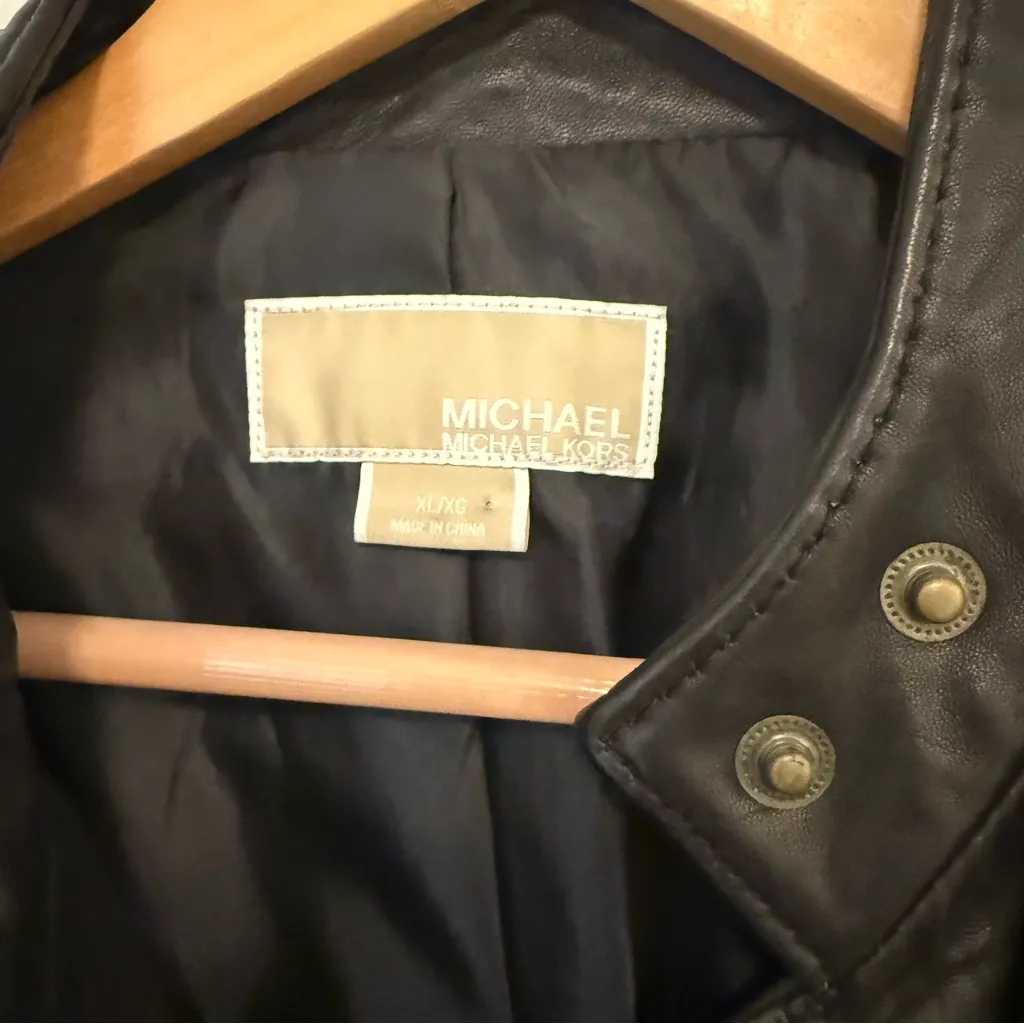 Like New MICHAEL Michael Kors Asymmetrical Motocycle Leather Jacket - Image 5