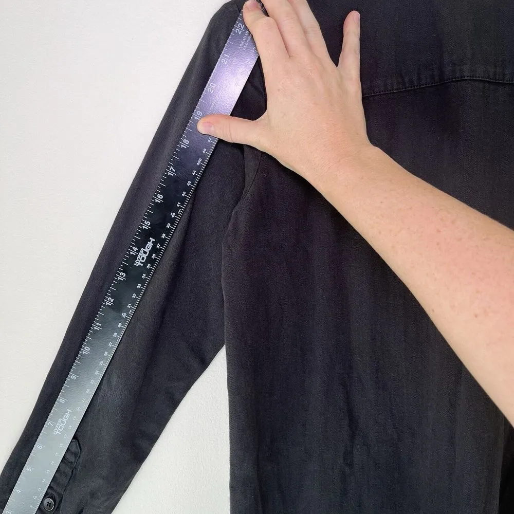 LUCKY BRAND Women's Black Denim Popover Dress Floral‎ Embroidery Sz XS $119 - Image 12