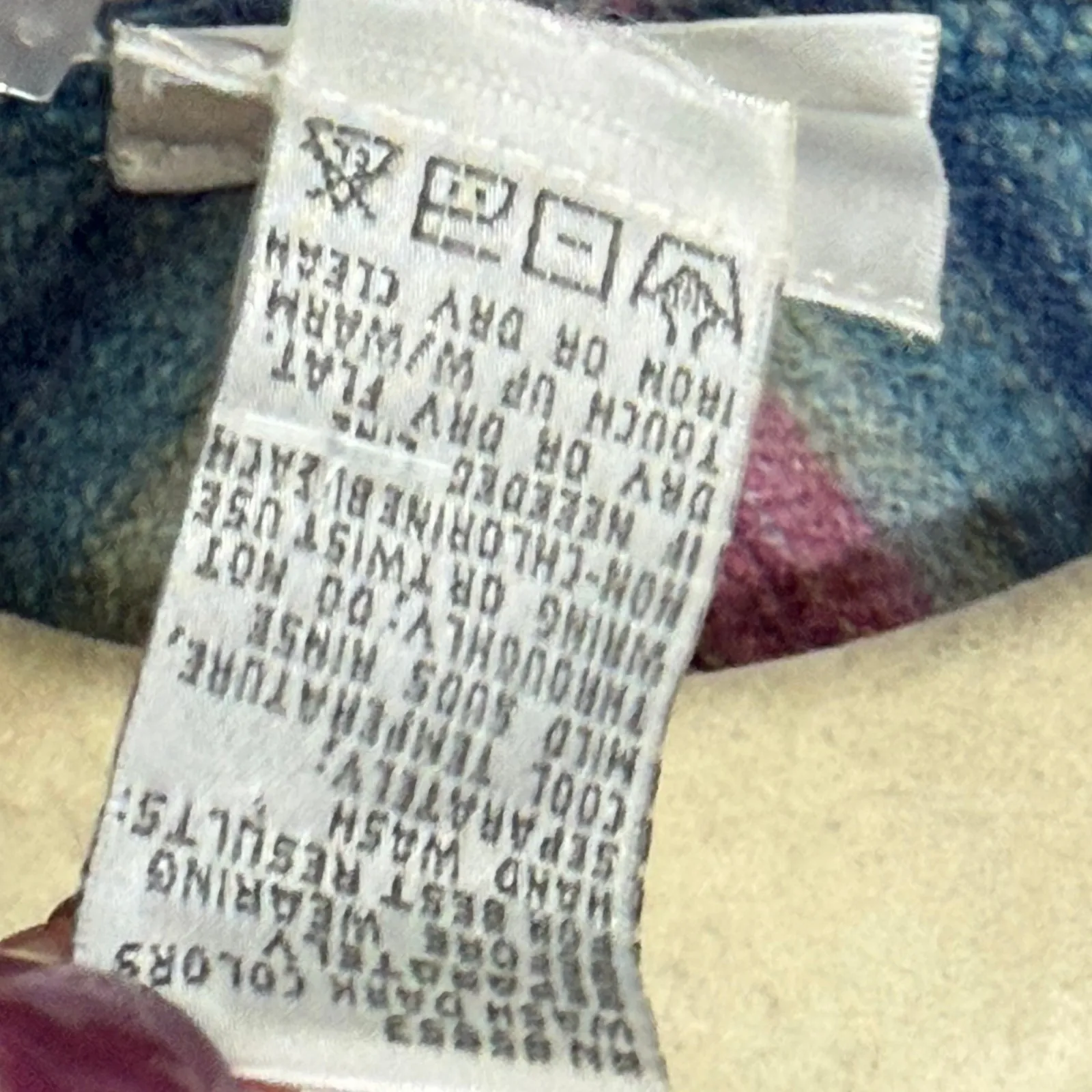 Vintage CLC Wool Sweater Jacket M Rainbow Stripe Shawl Collar Eclectic Boho Blue Size M - Image 13