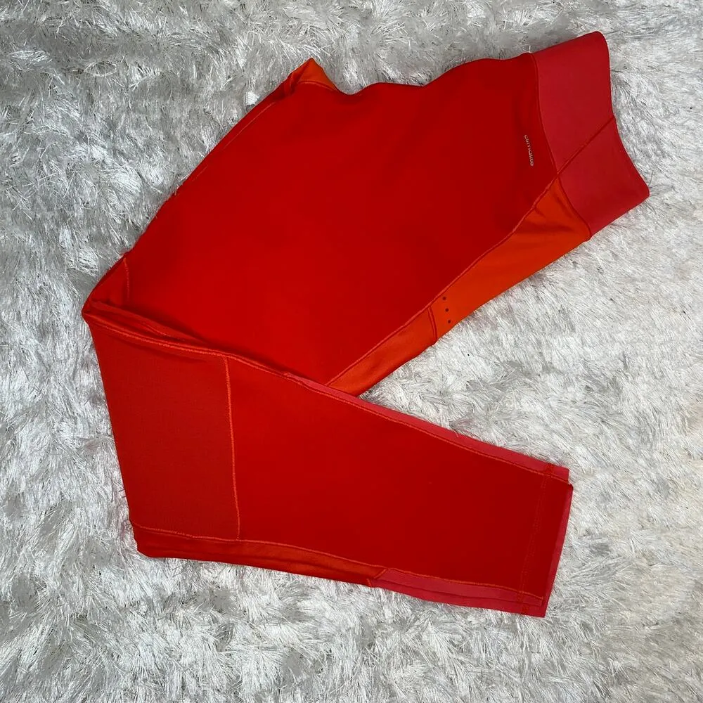 Adidas WOW Leggings Orange Red Coral Climalite Sz Small - Image 3