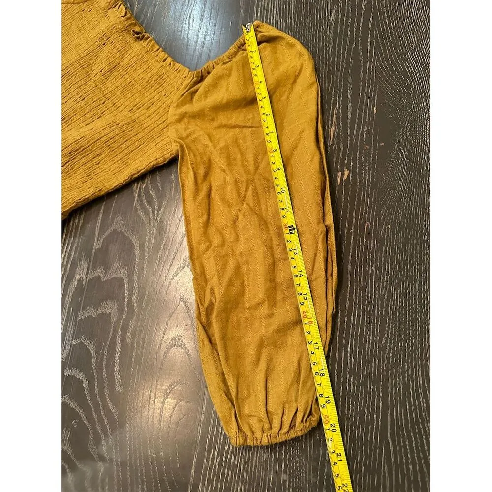 Women's Yellow Smocked Bodice Mini Dress Size M - Image 6