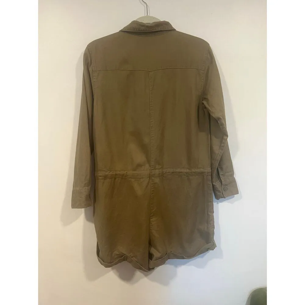 Aeri Minimalist Olive Green Utility Romper Cotton Small - Image 5