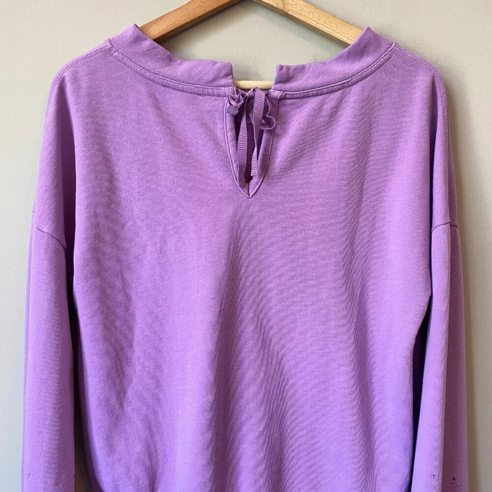 Halogen Women's Size Small Eyelet Purple Crewneck Pullover Sweatshirt Romantic - Image 13