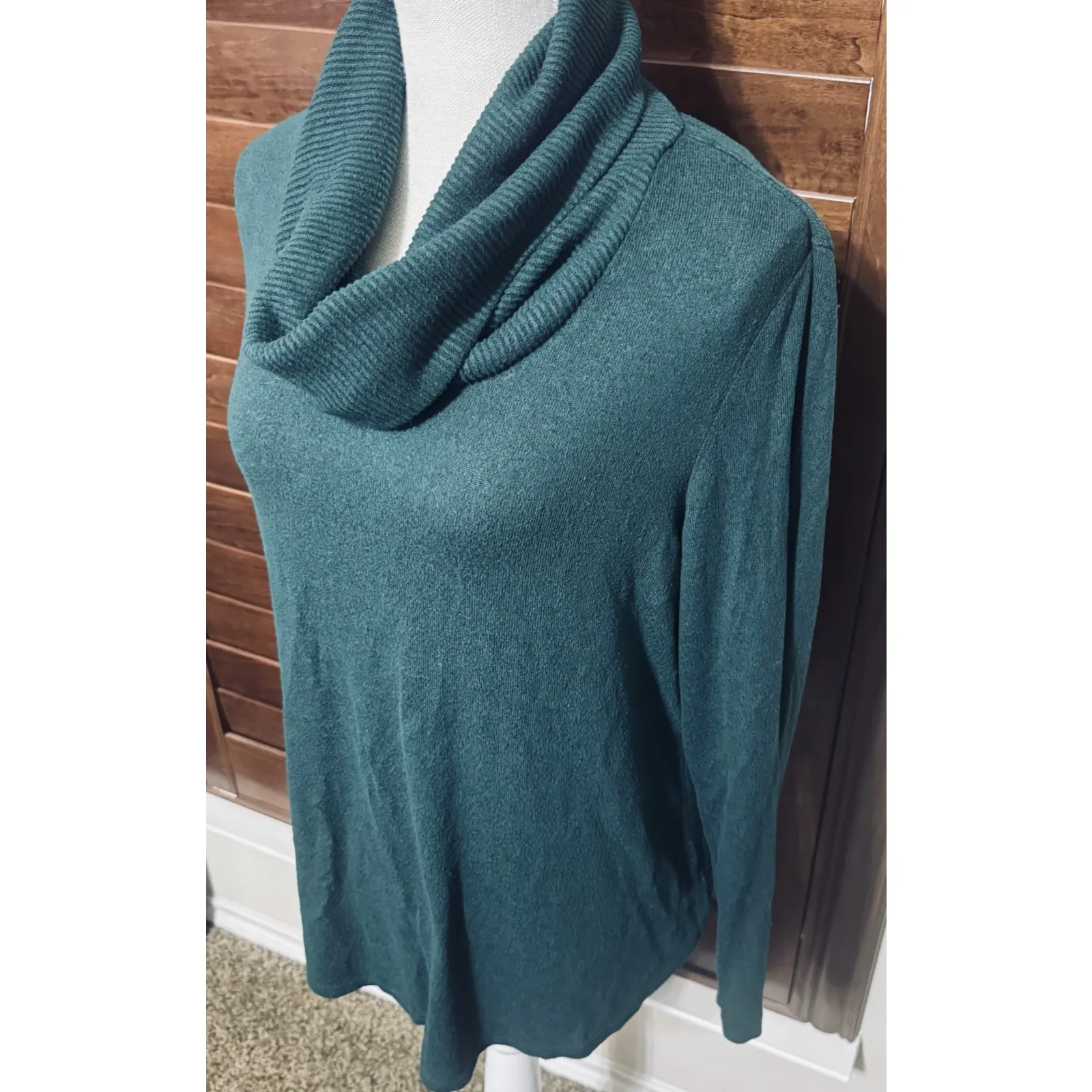 Apt 9 Hunter Green Cowl Neck Long Sleeve Sweater Forest Cabincore Cozy womens L - Image 2
