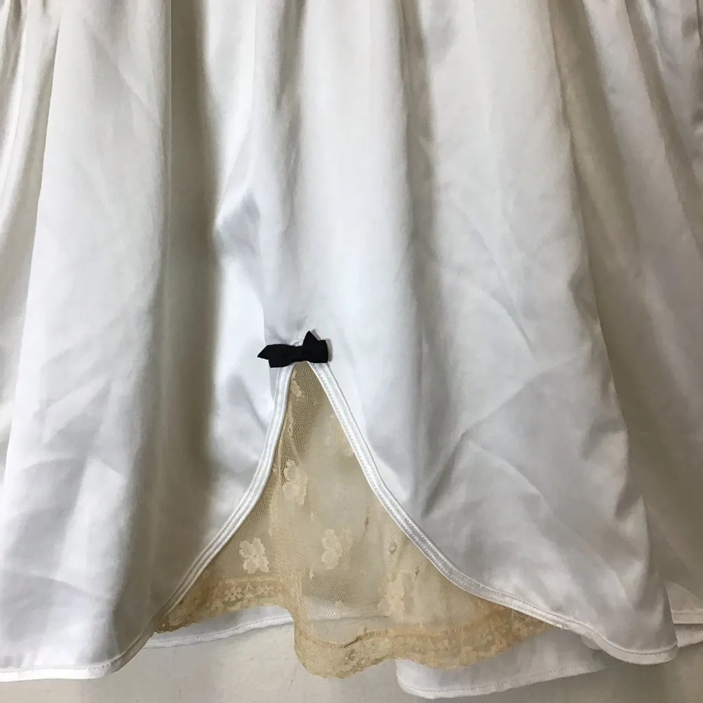 Victorian Babydoll Cami Top Satin White Coquette Lace Bow Fairycore Y2K Sz M - Image 6