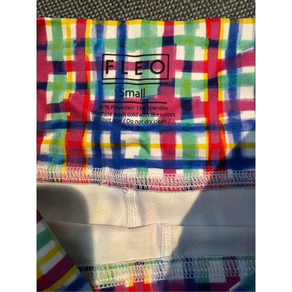 NWT Fleo Spring Be Nice Plaid Shorts power mid high size small Pink - Image 5