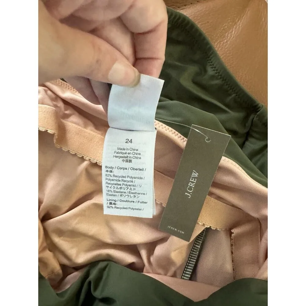 NWT J. Crew Safari Green Ruched Square Neck One Piece UPF 50 Swimsuit Size 24 - Image 5