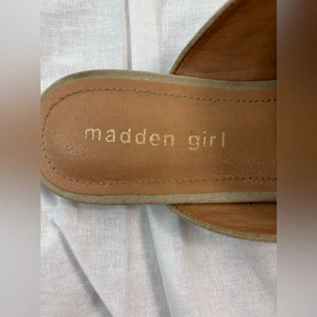 Madden Girl LENOXX 7.5 Faux Suede Braided Beige Mules Shoes - Image 7