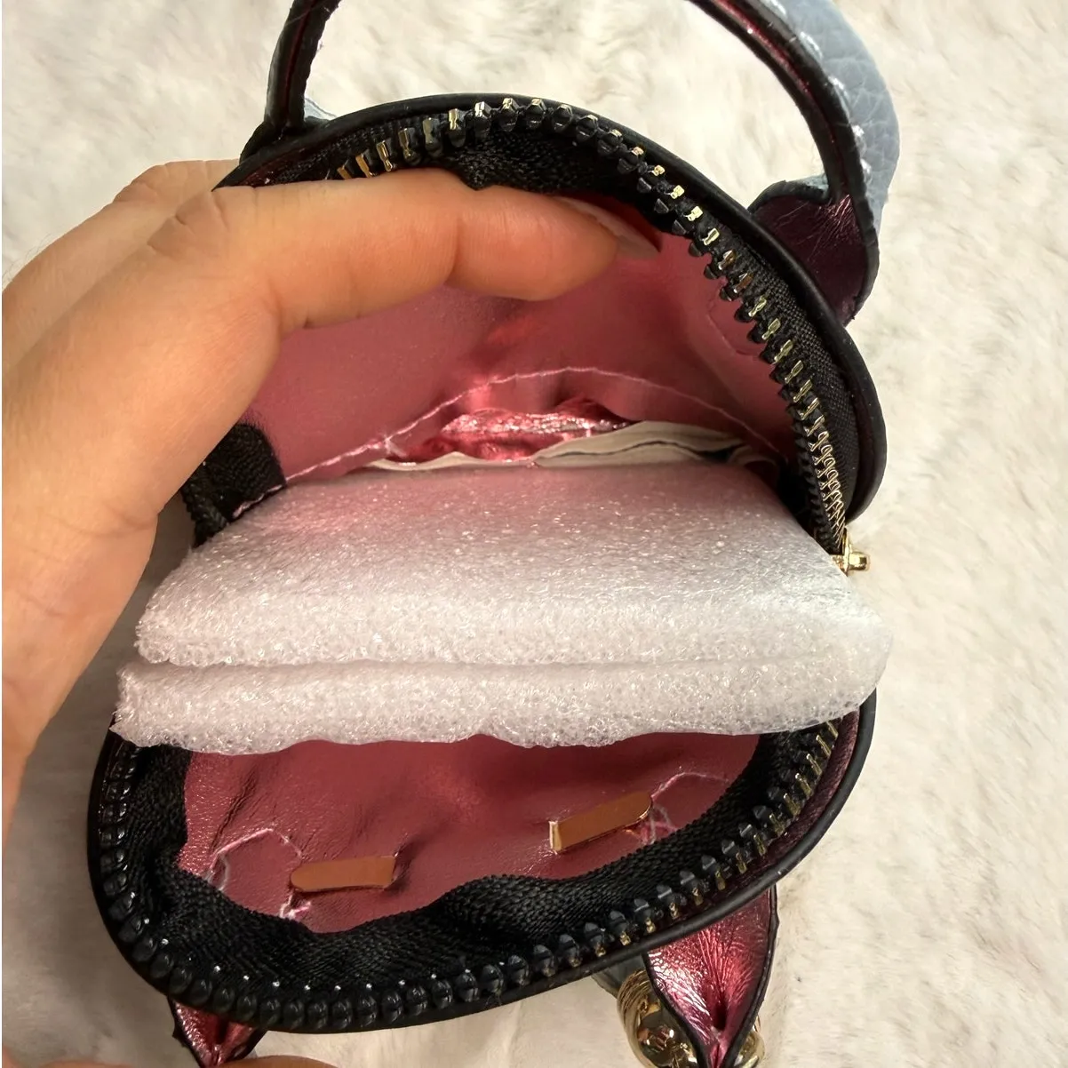 Mini Tote Bag Keychain Coin Purse Mini Pouch Zipper Fashion Charm Bag Charm Blue - Image 3