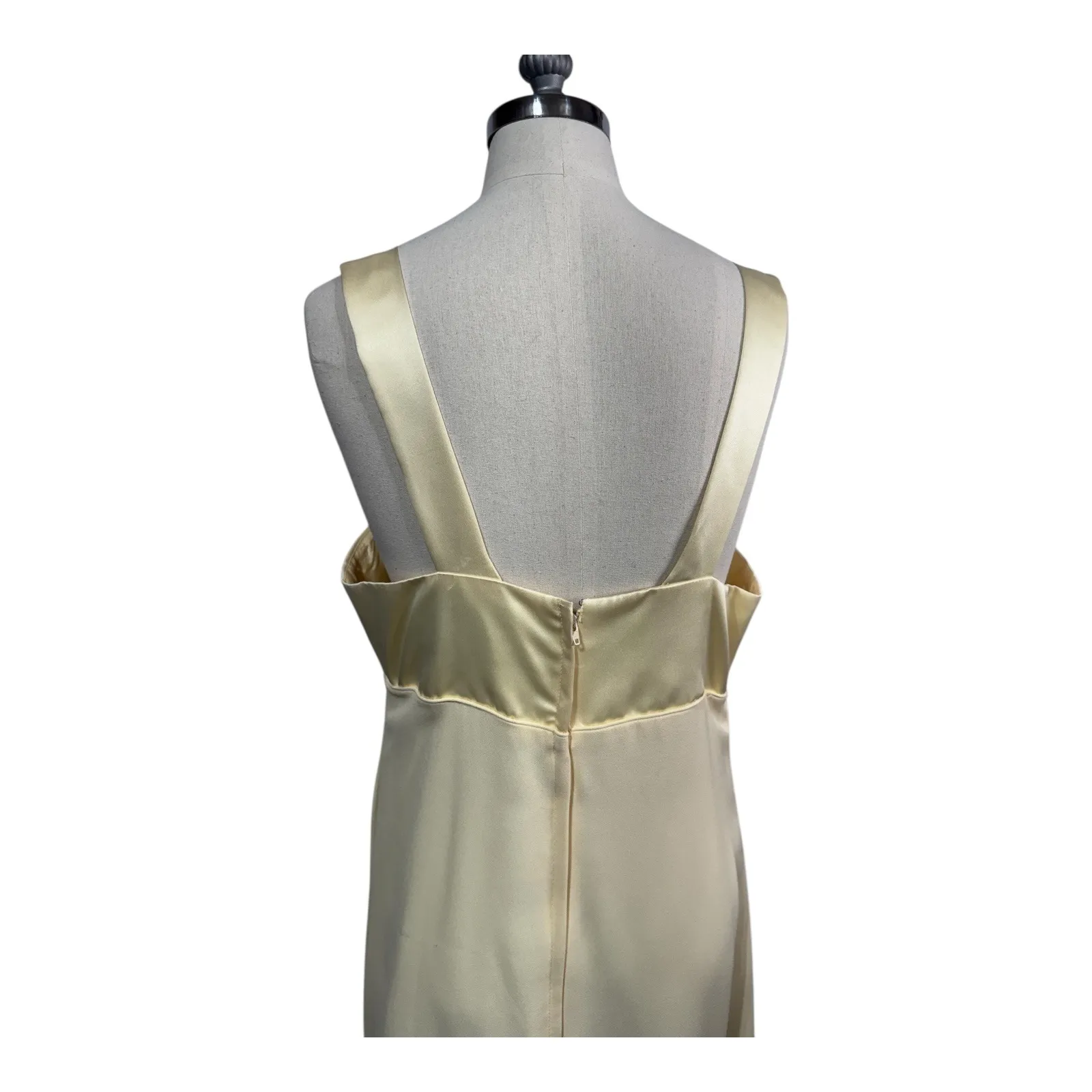 Alfred Angelo Pale Yellow Chiffon Maxi Prom Dress Empire Waist Formal Women's 6 - Image 7