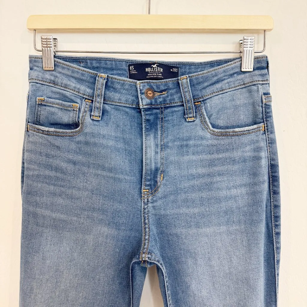 Hollister SHORT High Rise Flare Jean Boho Western Bohemian Bell Bottoms Denim 28 - Image 2