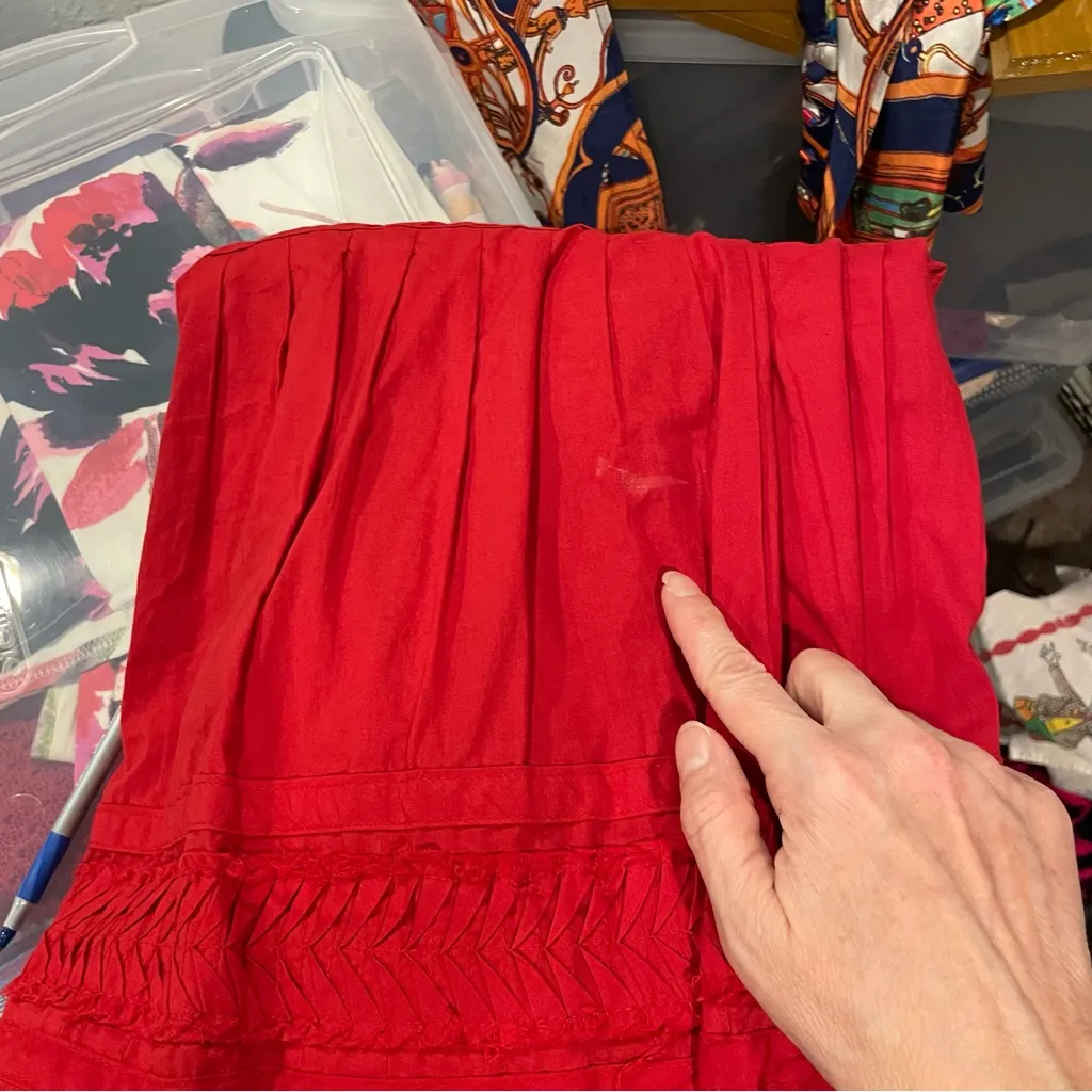 Cute distressed cherry ruffle lady in red faux wrap front tiered maxi dress - Image 13