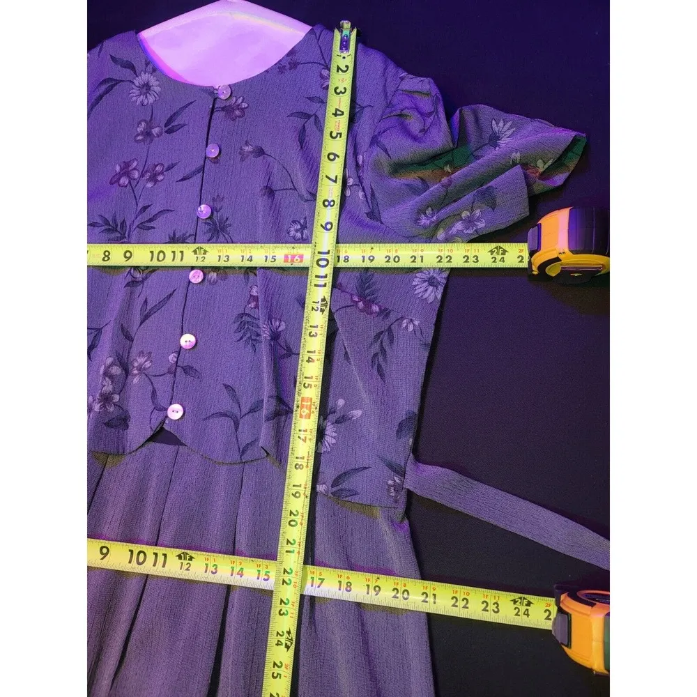 Miss Dorby Women Gray Floral Polyester Round Neck 3/4 Sleeve Knee Length Dress Size undefined - Image 10