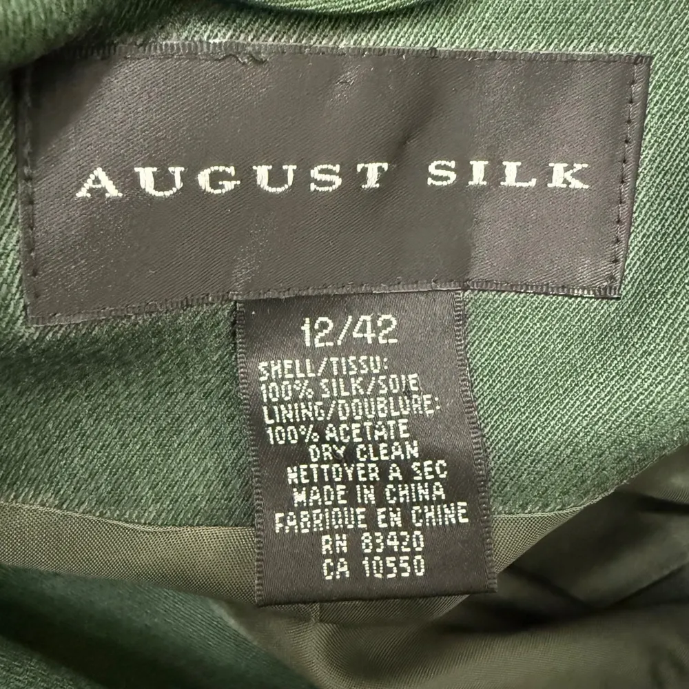 Vintage August Silk Green Blazer Size 12 - Image 8