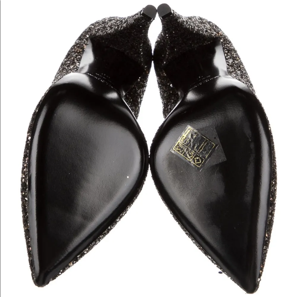 Saint Laurent Era 110 Glitter Pumps Black 9/39 NEW - Image 5