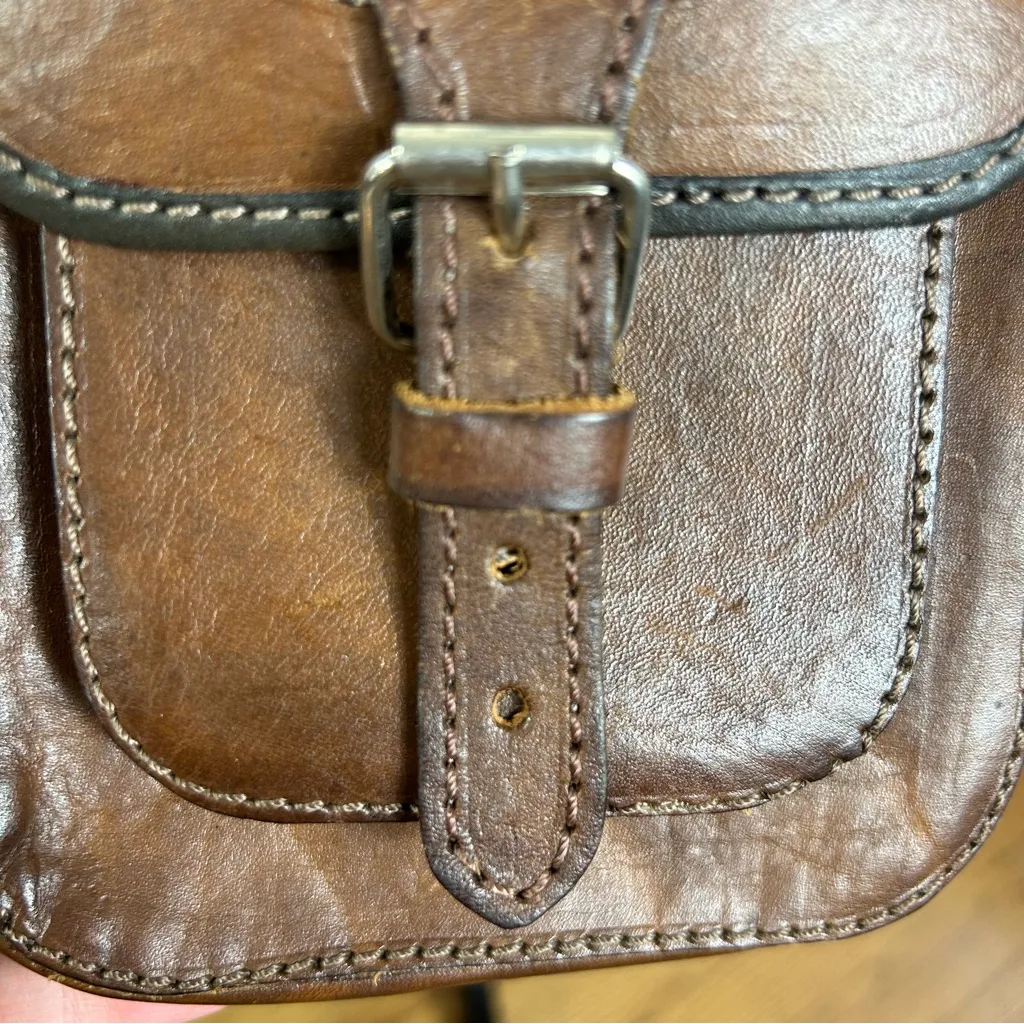 HANDMADE ARTESIAN Indigenous Brown Leather Southwestern Woven BOHO Crossbody Bag - Image 9