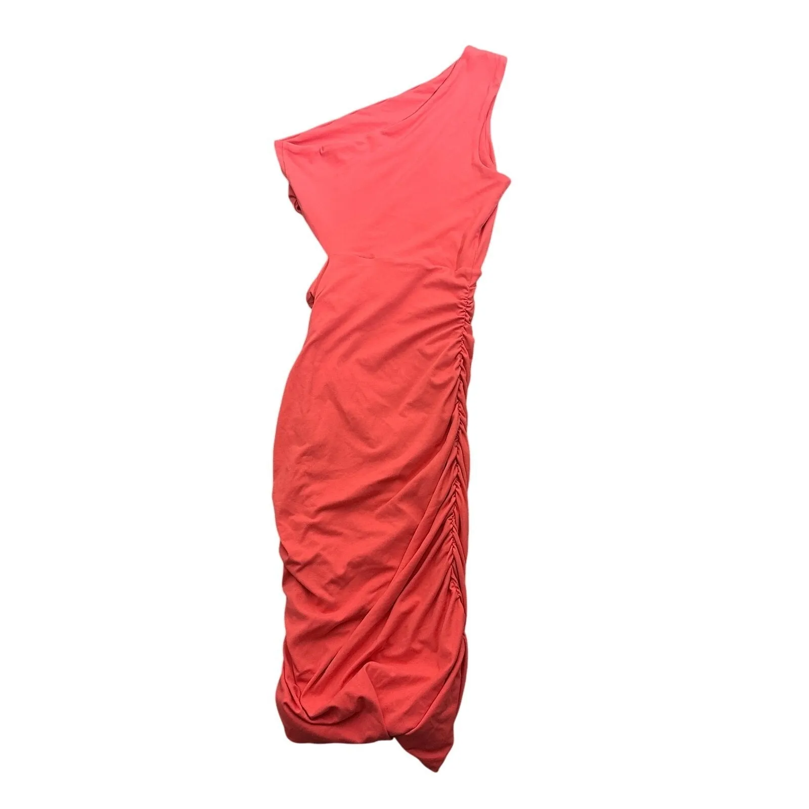 NWT Susana Monaco One Shoulder Cutout Bodycon Midi Dress Size XS Coral Cocktail - Image 4